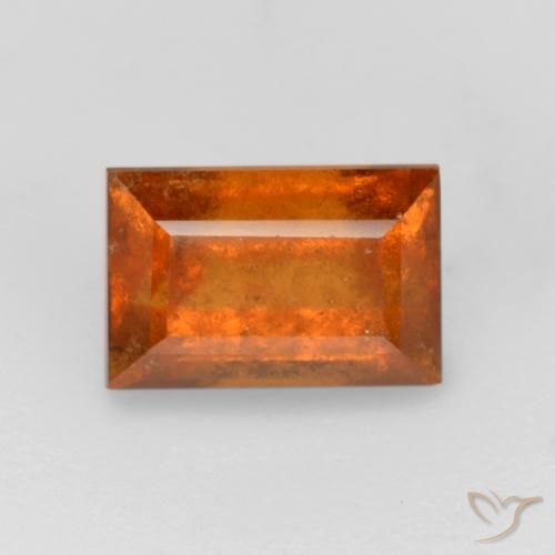 1.37ct Natürlicher tieforange Hessonit-Granat, Baguette, SI
