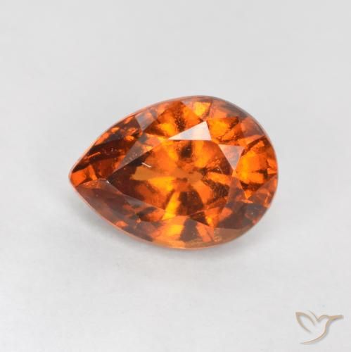 0.87ct Natürlicher tieforange Hessonit-Granat, Birnenform, VS