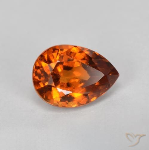 0.93ct Natürlicher tieforange Hessonit-Granat, Birnenform, VS