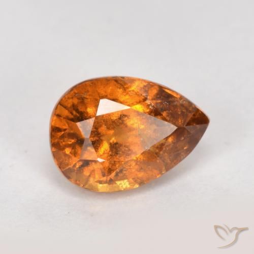 0.99ct Natürlicher tieforange Hessonit-Granat, Birnenform, SI