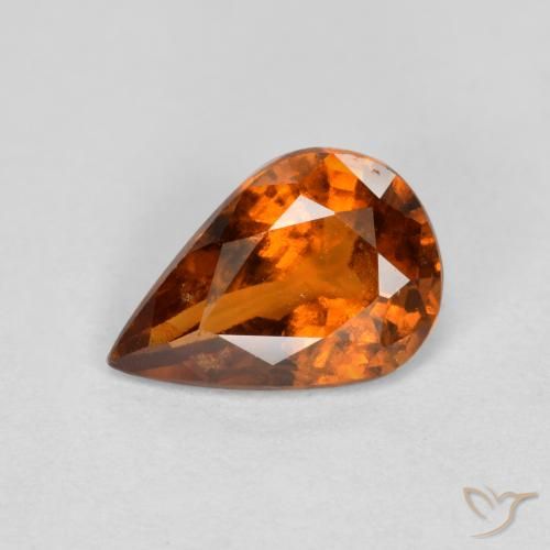 0.85ct Natürlicher rötlich-orange Hessonit-Granat, Birnenform, VS-SI