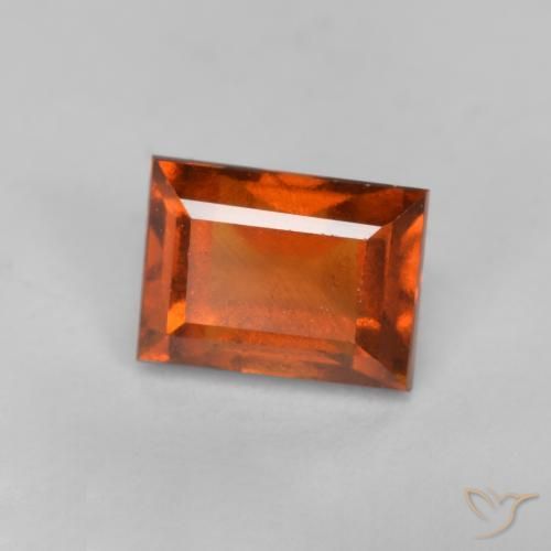 0.93ct Natürlicher rötlich-orange Hessonit-Granat, Baguette, VS