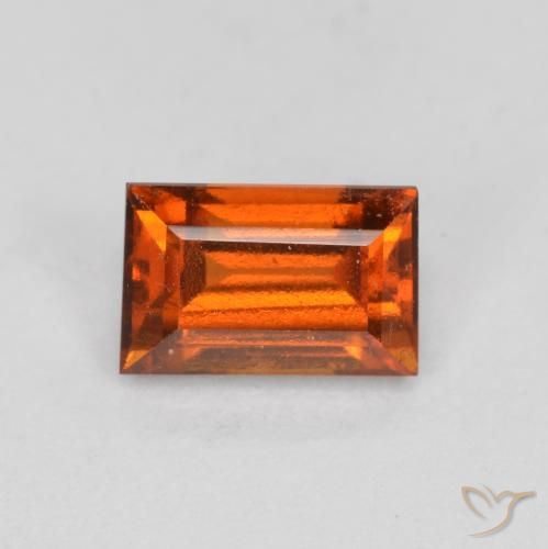 0.87ct Natürlicher tieforange Hessonit-Granat, Baguette, VS