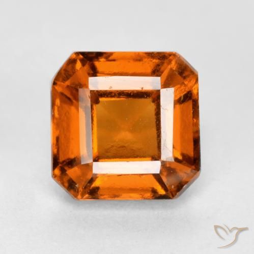 1.55ct Natürlicher tieforange Hessonit-Granat, Smaragdschliff, VS-SI
