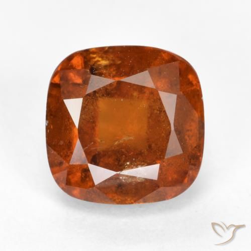 2.40ct Natürlicher rötlich-orange Hessonit-Granat, Kissen, SI