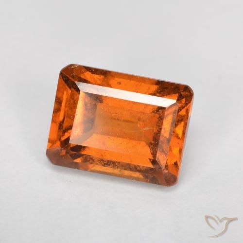 2.27ct Natürlicher tieforange Hessonit-Granat, Smaragdschliff, SI