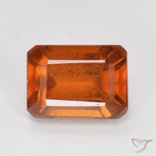 1.58ct Natürlicher rötlich-orange Hessonit-Granat, Smaragdschliff, SI