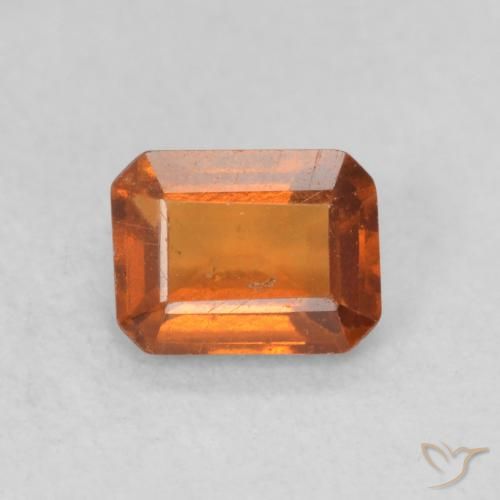 0.79ct Natürlicher tieforange Hessonit-Granat, Smaragdschliff, VS-SI