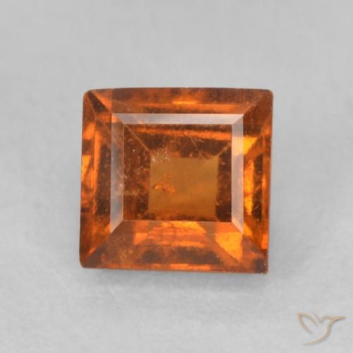 1.00ct Natürlicher rötlich-orange Hessonit-Granat, Quadrat, VS-SI
