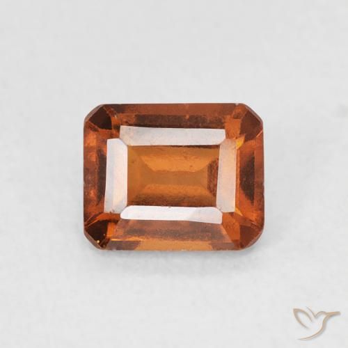 0.77ct Natürlicher tieforange Hessonit-Granat, Smaragdschliff, VS-SI