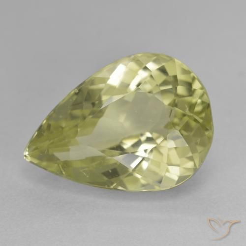 11.36ct Natürlicher Medium Light-Yellow Hiddenite, Birnenform, VS