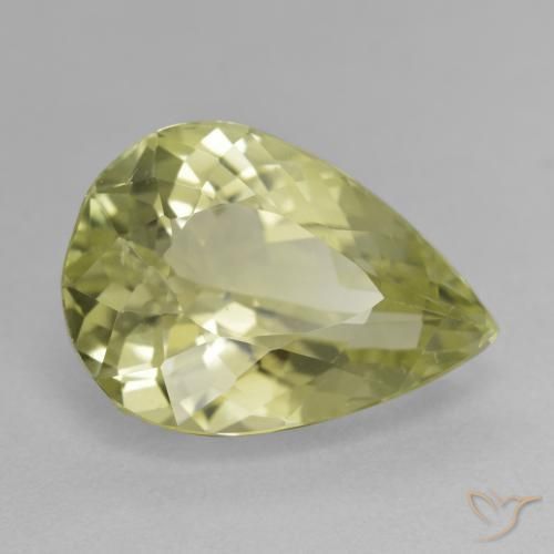 9,17 ctw natürlicher Medium Light-Yellow Hiddenite, Birnenform, VS