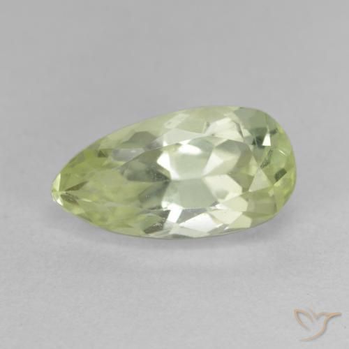 5.15ct Natürlicher hellgrünlich-gelb Hiddenite, Birnenform, VS-SI