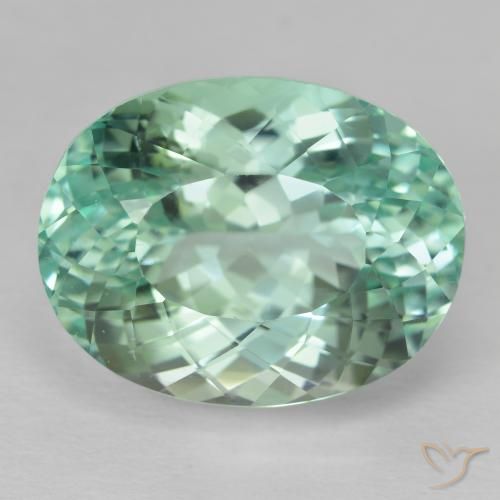 30.58ct Natürlicher hellblau-grün Hiddenite, Oval, VVS-VS