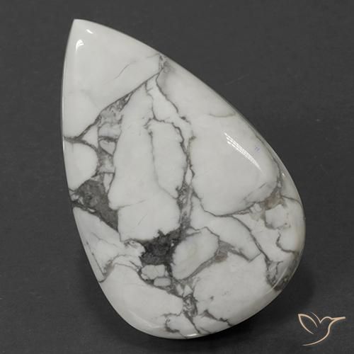 67.87ct Natürlicher gräulich-weiß Howlith, Birnenform, Lichtundurchlässig