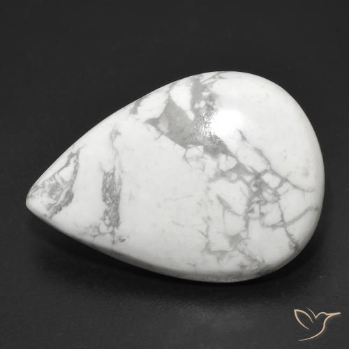 21.42ct Natürlicher gräulich-weiß Howlith, Birnenform, Lichtundurchlässig