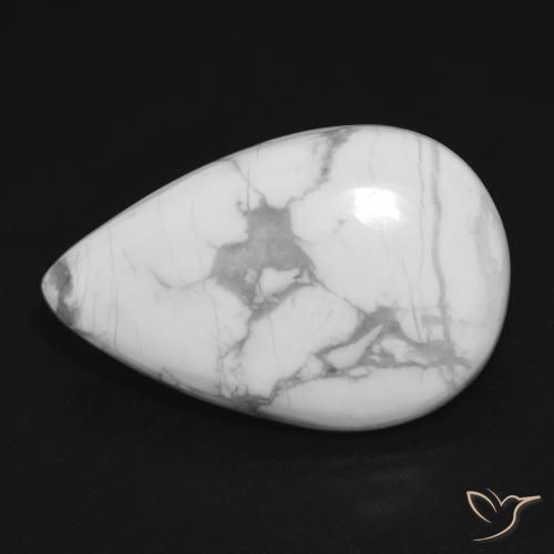 18.20ct Natürlicher gräulich-weiß Howlith, Birnenform, Lichtundurchlässig