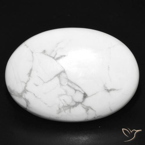 32.88ct Natürlicher gräulich-weiß Howlith, Oval, Lichtundurchlässig
