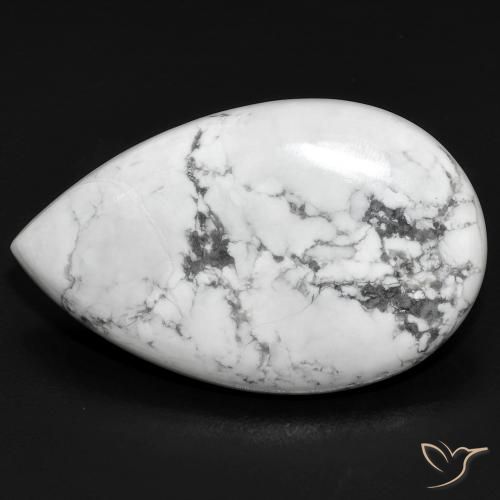 22.34ct Natürlicher gräulich-weiß Howlith, Birnenform, Lichtundurchlässig