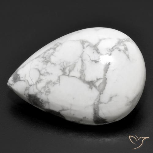 23.39ct Natürlicher gräulich-weiß Howlith, Birnenform, Lichtundurchlässig