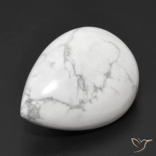 22.27ct Natürlicher gräulich-weiß Howlith, Birnenform, Lichtundurchlässig