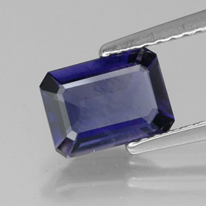 0,99 ctw natürlicher blauer Iolith, Smaragdschliff, VS