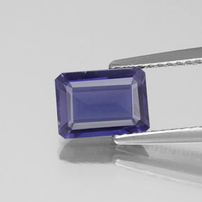 1,09 ctw natürlicher blauer Iolith, Smaragdschliff, VS