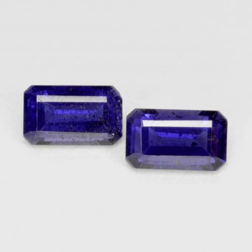 0.58 ct natürliche Dunkles bläuliches Lila Iolith-Edelsteine, Smaragdschliff, VS-SI