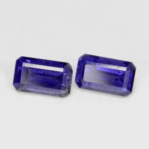 0.58 ct natürliche Dunkles bläuliches Lila Iolith-Edelsteine, Smaragdschliff, VS-SI