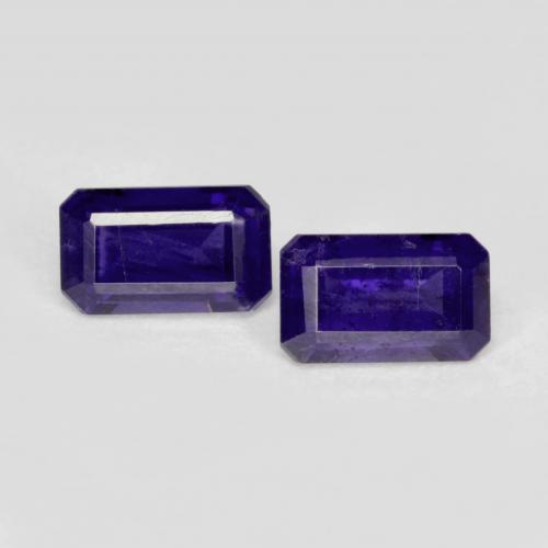 0.58 ct natürliche dunkelviolett Iolith-Edelsteine, Smaragdschliff, VS-SI