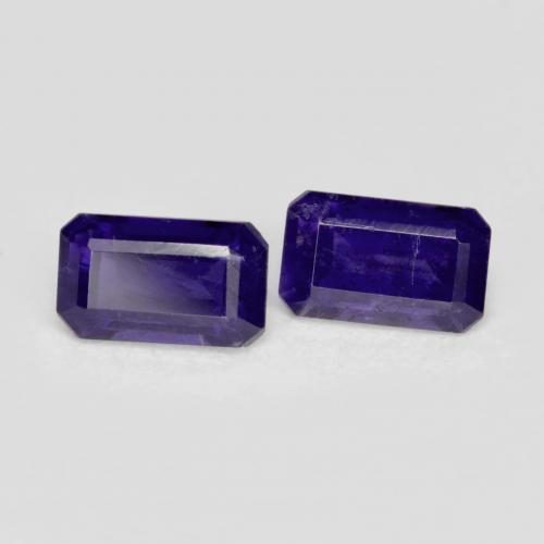 0.58 ct natürliche dunkelviolett Iolith-Edelsteine, Smaragdschliff, VS-SI