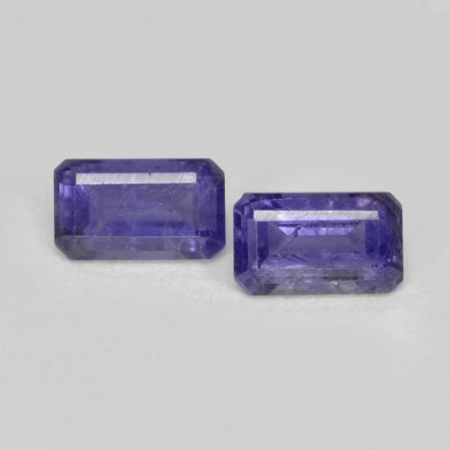 0,58 ct natürliche violetter Iolith-Edelsteine, Smaragdschliff, VS-SI