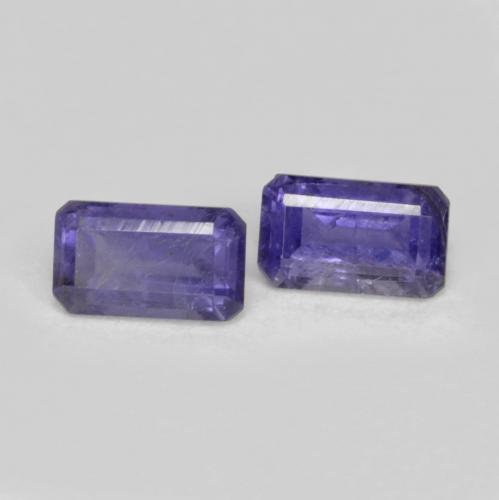0,58 ct natürliche violetter Iolith-Edelsteine, Smaragdschliff, VS-SI