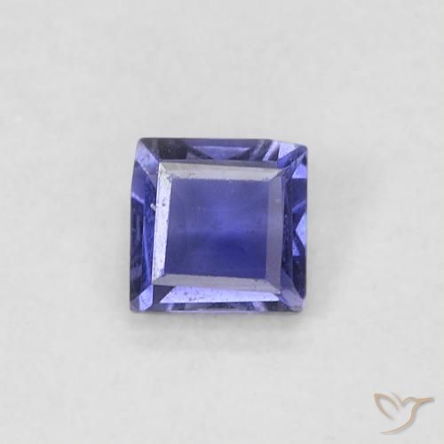 0.13ct Natürlicher Dunkles bläuliches Lila Iolith, Quadrat, VS
