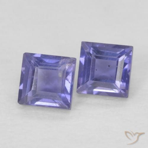 0.19 ct natürliche tieflila Iolith-Edelsteine, Quadrat, VS
