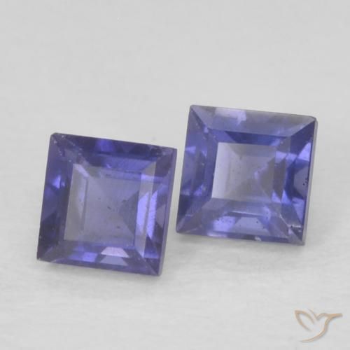 0.22 ct natürliche Dunkles bläuliches Lila Iolith-Edelsteine, Quadrat, VS