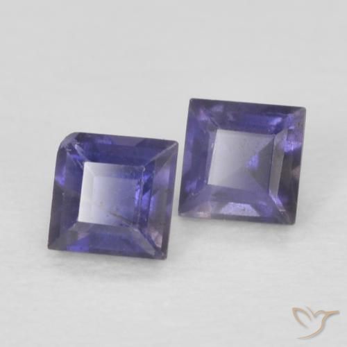 0.15 ct natürliche tieflila Iolith-Edelsteine, Quadrat, VS