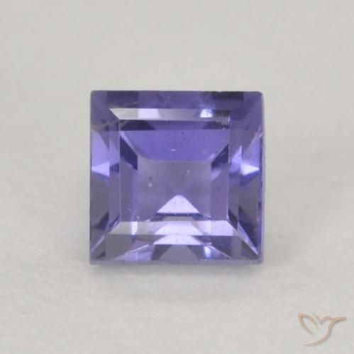 0.20ct Natürlicher Dunkles bläuliches Lila Iolith, Quadrat, VVS