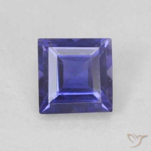 0.12ct Natürlicher Dunkles bläuliches Lila Iolith, Quadrat, VVS