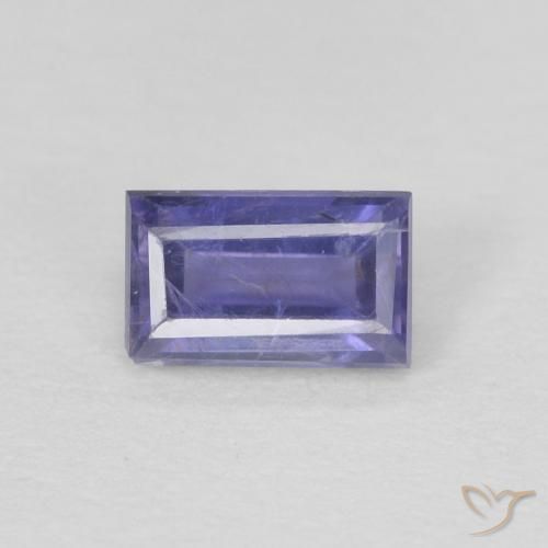 0.28ct Natürlicher Dunkles bläuliches Lila Iolith, Baguette, VS-SI