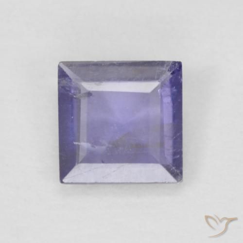 0.22ct Natürlicher Dunkles bläuliches Lila Iolith, Quadrat, VS