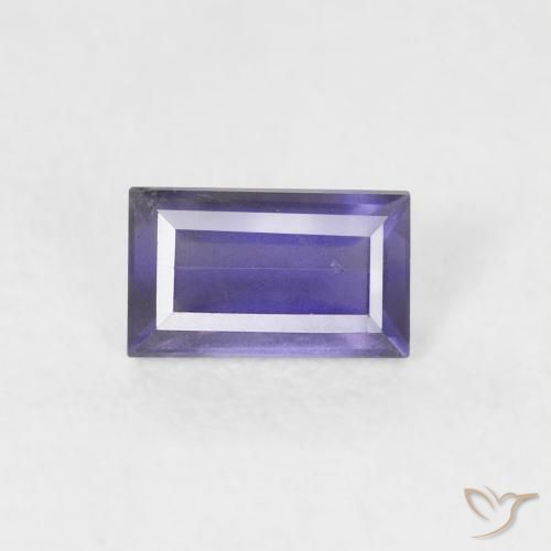 0.26ct Natürlicher Dunkles bläuliches Lila Iolith, Baguette, VS-SI