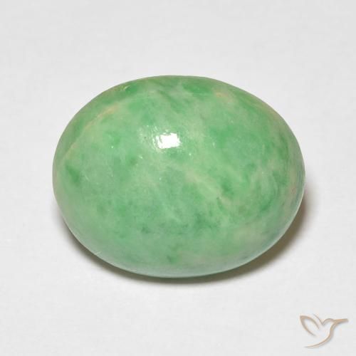 4.83ct Natürlicher Warmes Grün Jade, Oval, Lichtundurchlässig