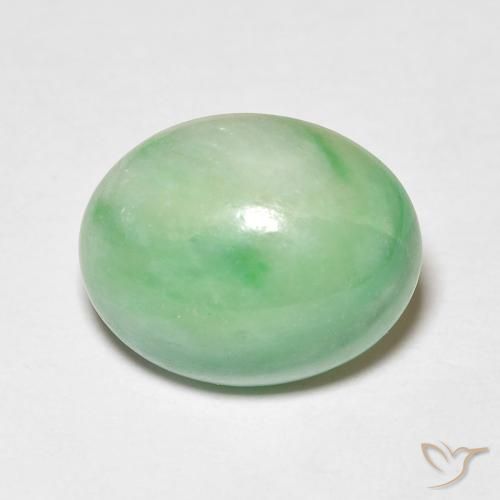 5.09ct Natürlicher Warmes Grün Jade, Oval, Lichtundurchlässig