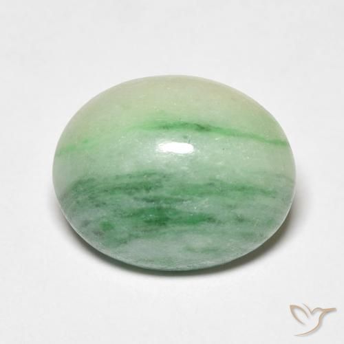 5.18ct Natürlicher Medium Light Green Jade, Oval, Lichtundurchlässig