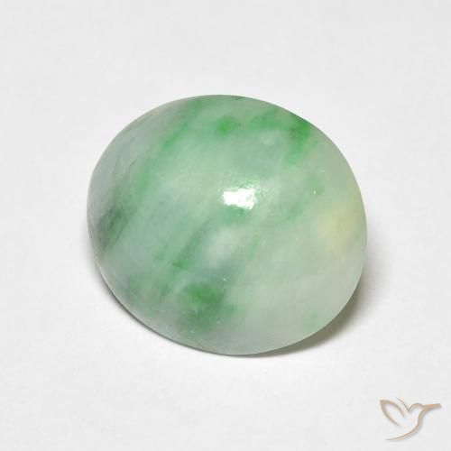 3.74ct Natürlicher weiß-grün Jade, Oval, Lichtundurchlässig