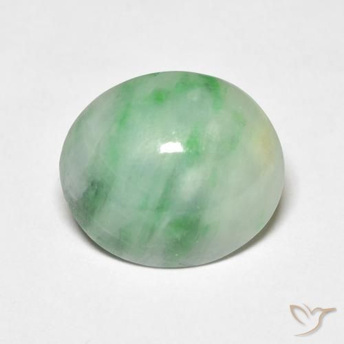 9,17 ctw natürlicher weiß-grün Jade, Oval, Lichtundurchlässig