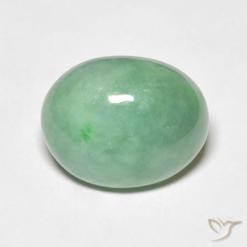 4.50ct Natürlicher Blasses Moosgrün Jade, Oval, Lichtundurchlässig
