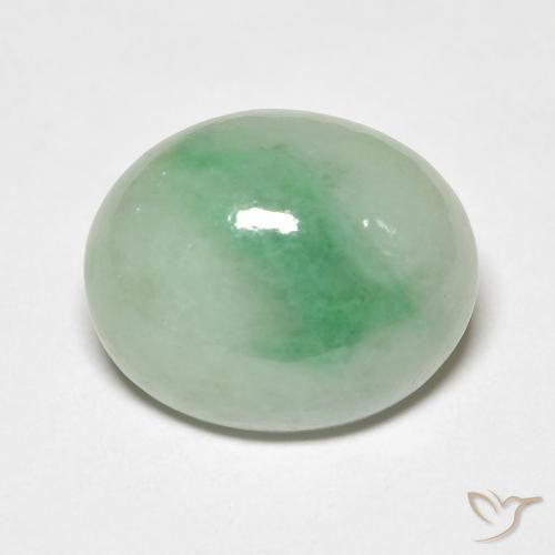 4.82ct Natürlicher Blasses Moosgrün Jade, Oval, Lichtundurchlässig