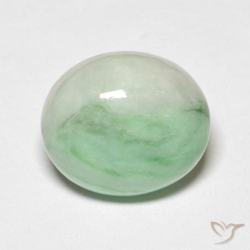 5.44ct Natürlicher Blasses Gelbgrün Jade, Oval, Lichtundurchlässig